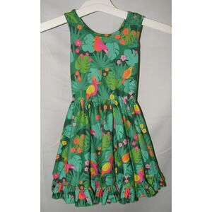 GIRLHOOD Girls Sz 3 Soft Stretchy Tropical Bird Sleeveless Ruffle Twirl Dress